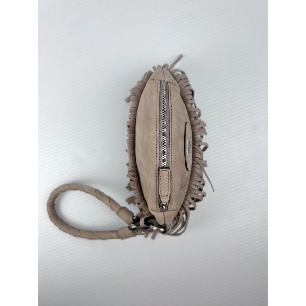 Hugo Boss Orange Taupe Mauve‎ Leather Fringe Wristlet Bag 50197312 Braided Strap - Picture 5 of 9